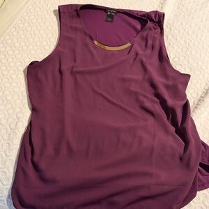 Ann Taylor Purple Sleeveless Blouse with Gold Detail